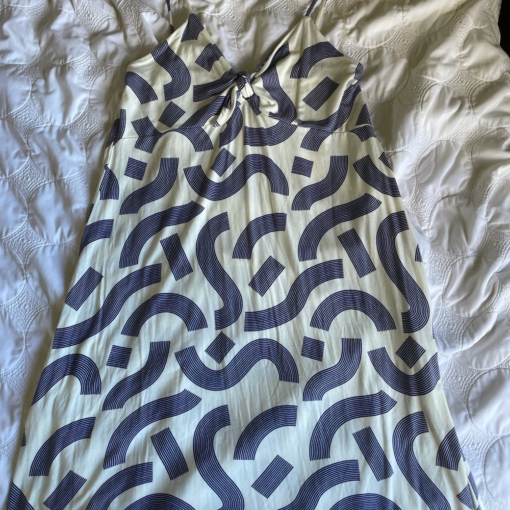 Blue and white tie dress